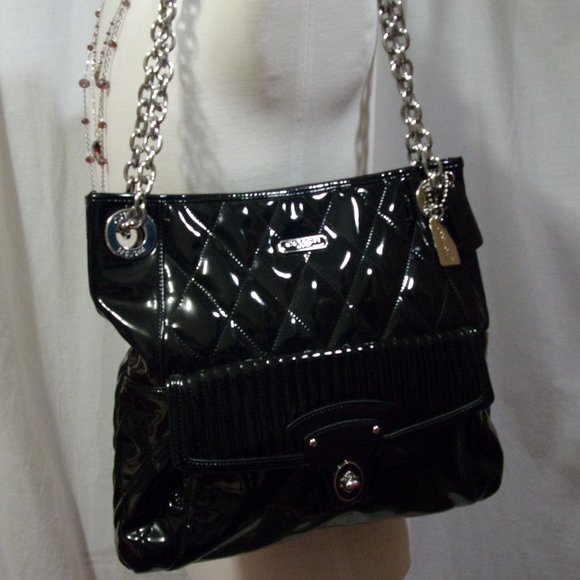 Authentic Coach Black Quilted Patent Leather NWOT - Picture 1 of 4